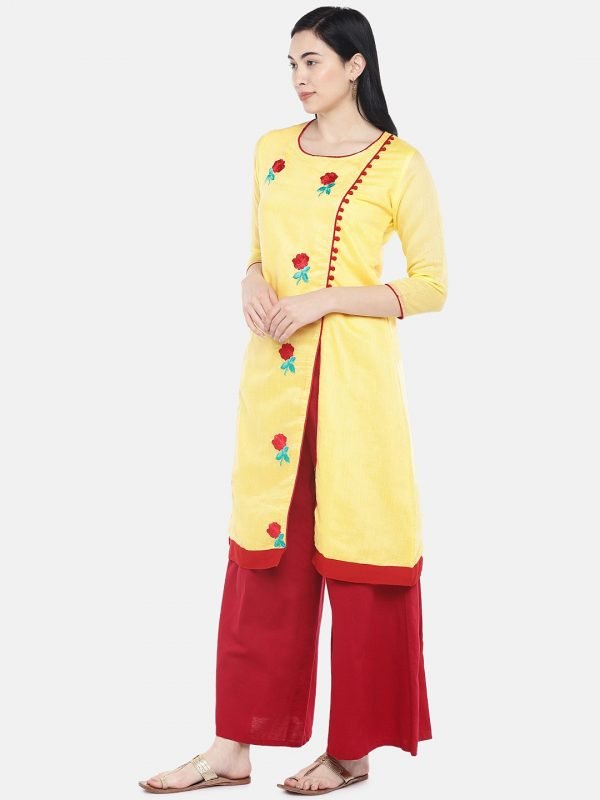 Yellow chanderi kurti