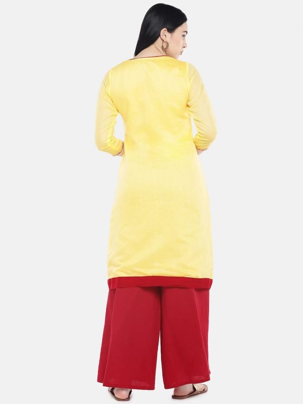 Yellow chanderi kurti