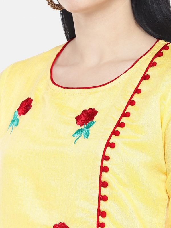 Yellow chanderi kurti