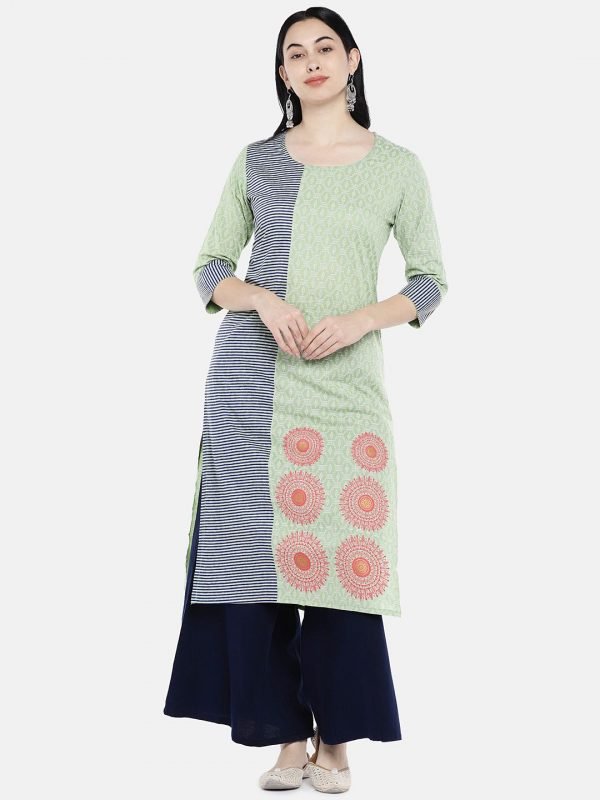 Olive green printed kurti