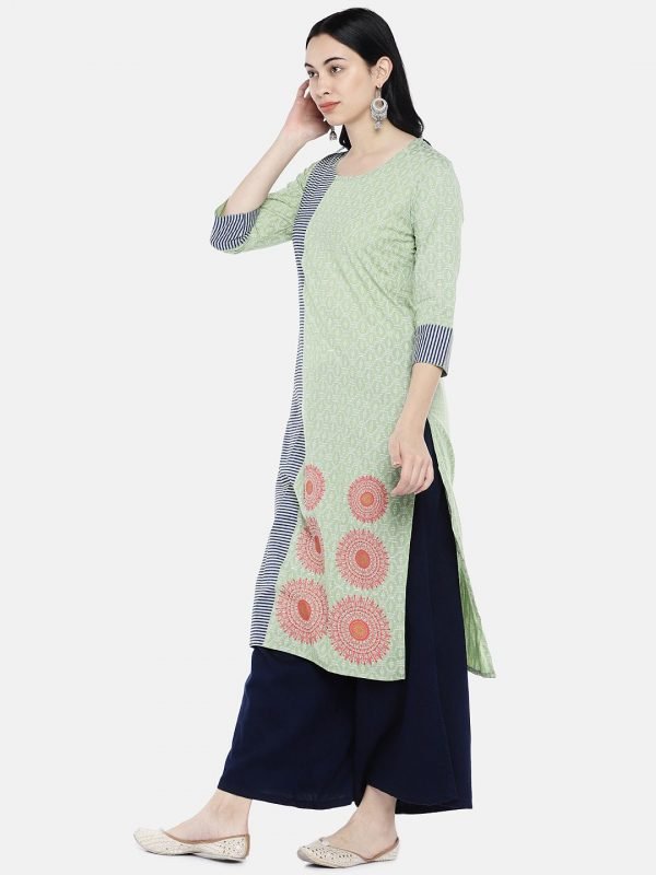 Olive green printed kurti