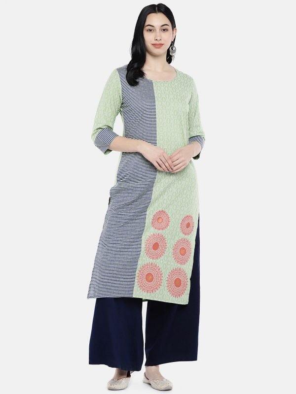 Olive green printed kurti