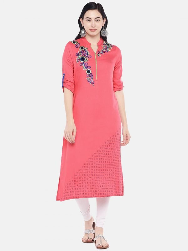 Peach rayon kurti