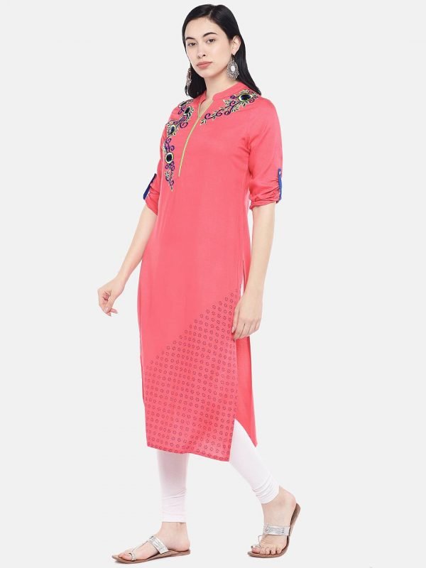 Peach rayon kurti