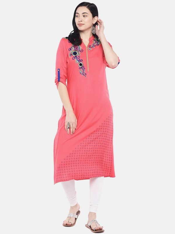 Peach rayon kurti