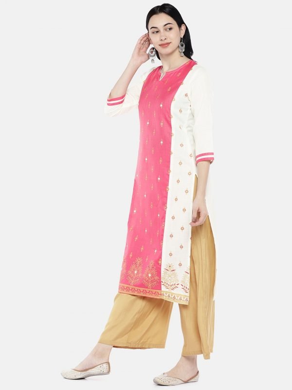 Off White kurti with pannel