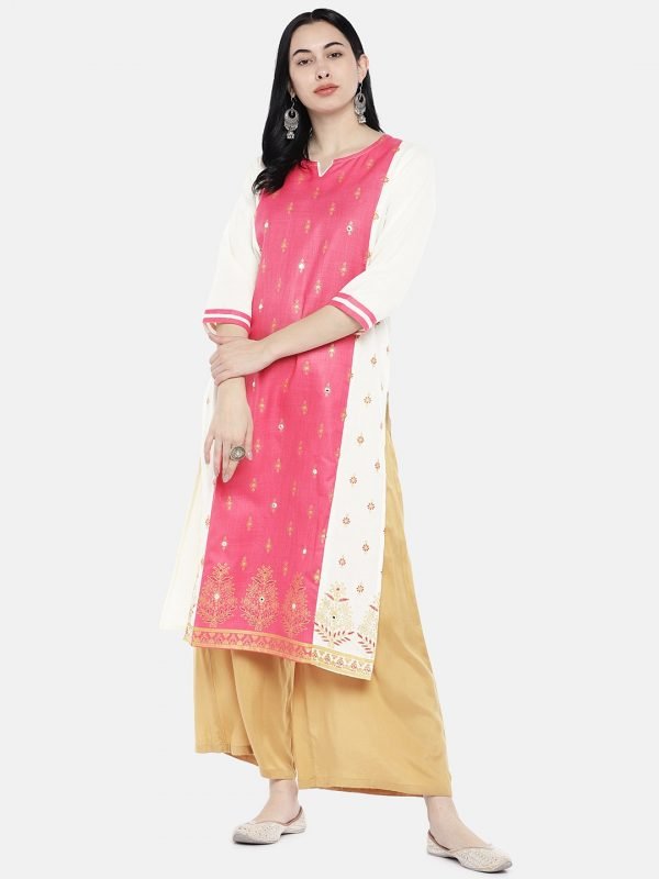 Off White kurti with pannel