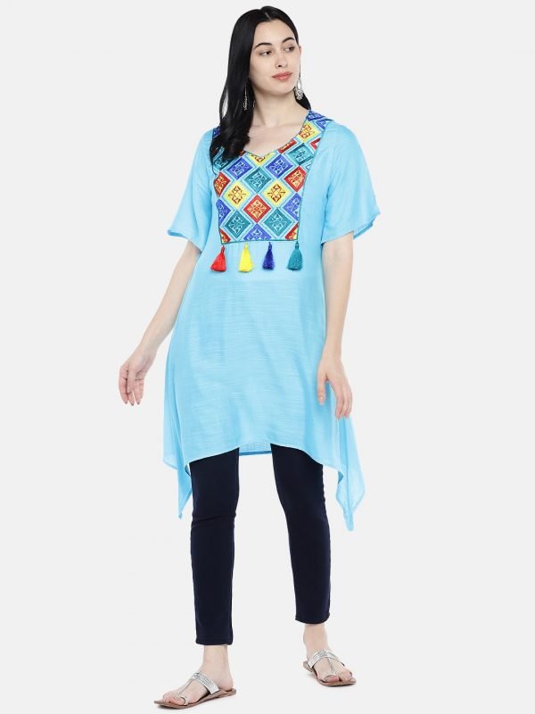 Sky blue rayon tunic