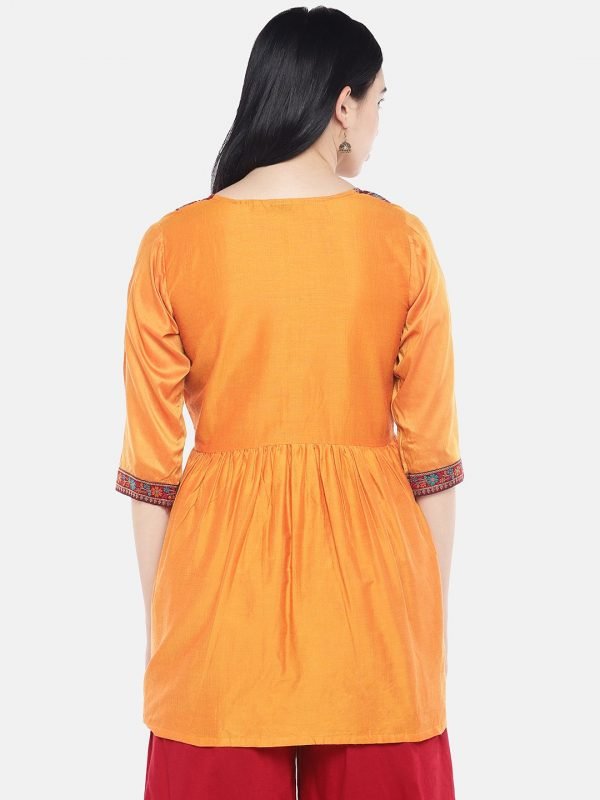 Yellow cotton silk tunic