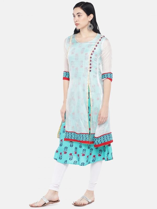 Sea green rayon kurti