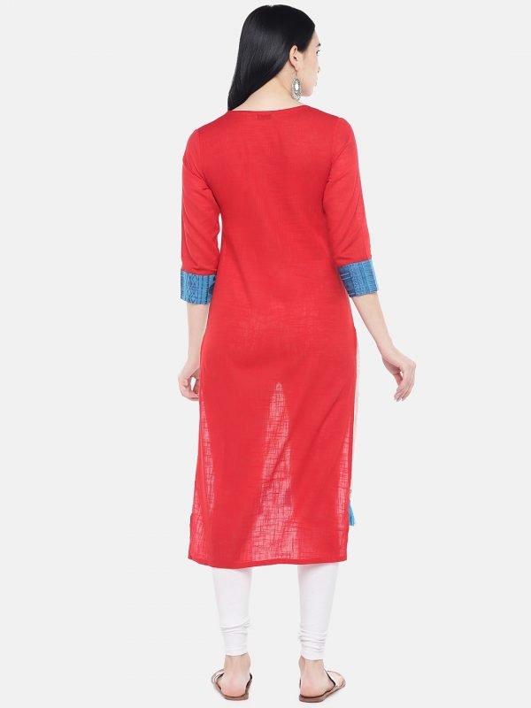 Off White cotton kurti with tassel