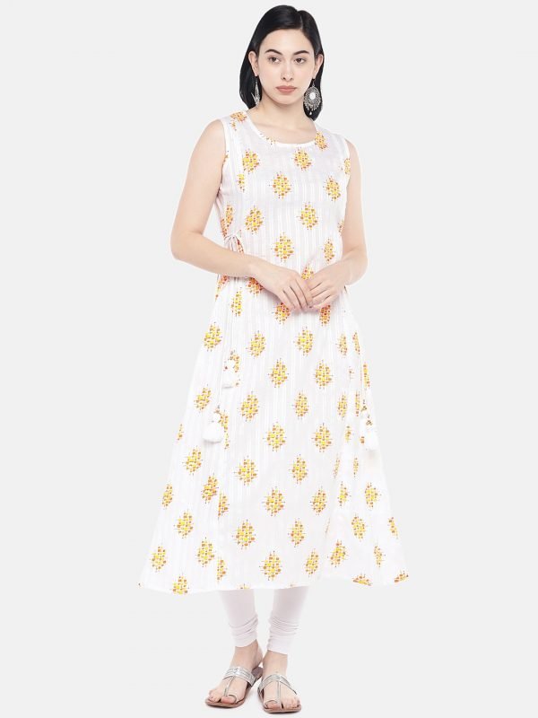 White cotton printed kurti