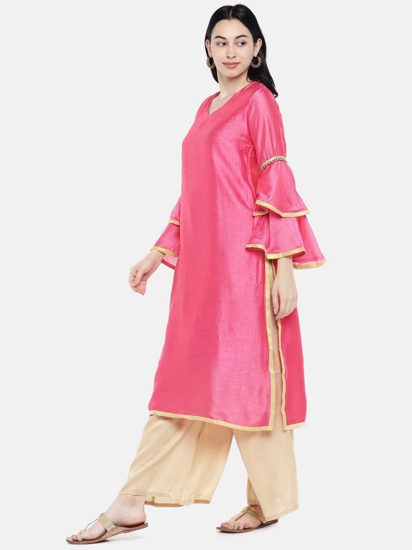 Pink silk kurti