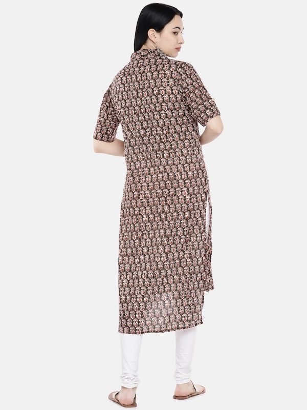 Brown printed cotton kurti