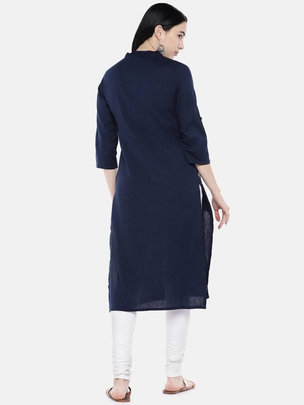 Solid black cotton linen kurti