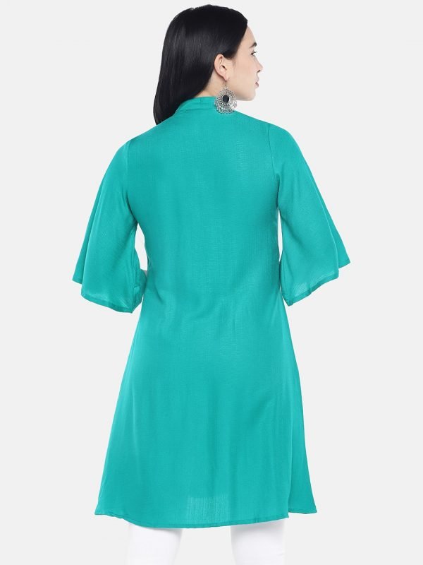 Green rayon slub tunic