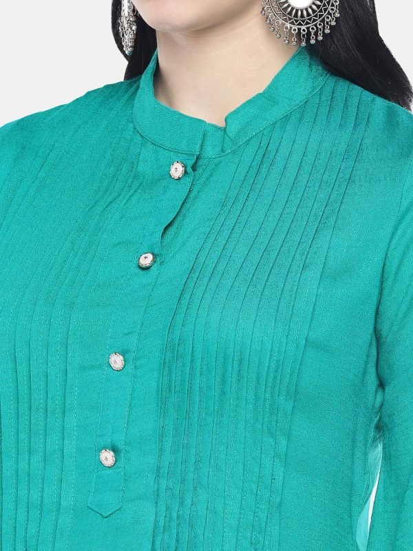 Green rayon slub tunic