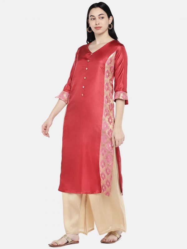 Maroon paper silk kurti