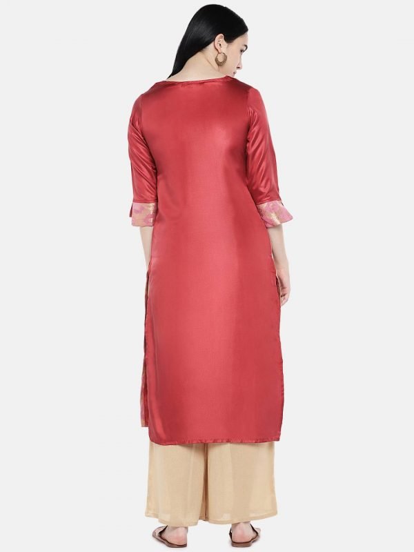 Maroon paper silk kurti