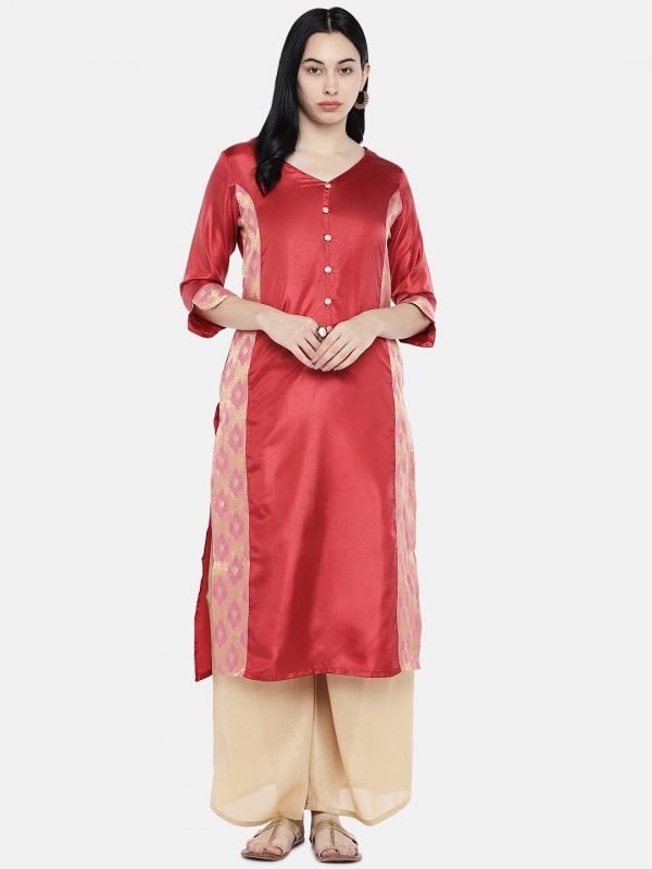 Maroon paper silk kurti