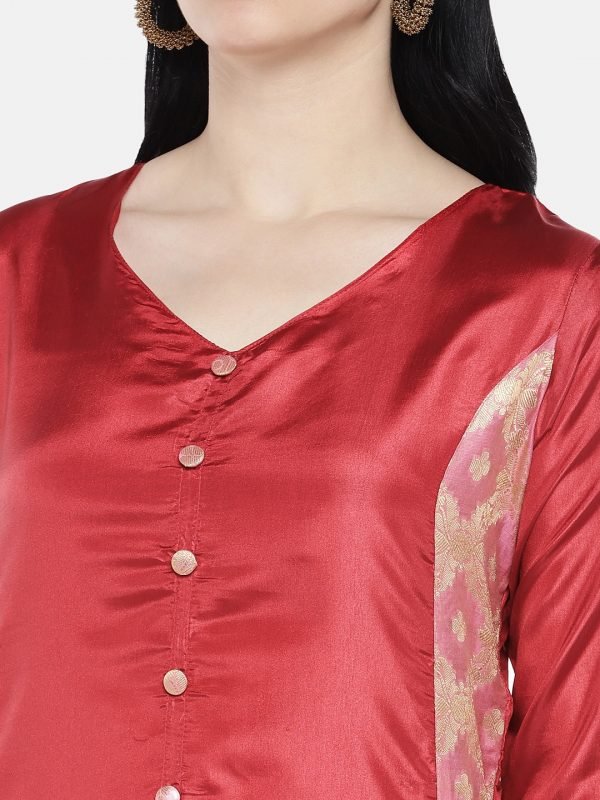 Maroon paper silk kurti