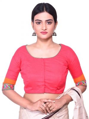 Pink Cotton Silk Embroidered Blouse