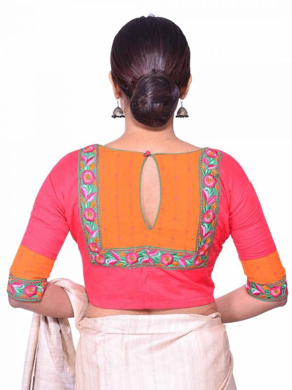 Pink Cotton Silk Embroidered Blouse