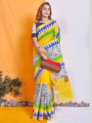 Yellow Kasavu Saree