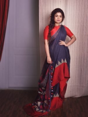 Pure Linen Jamdani Saree