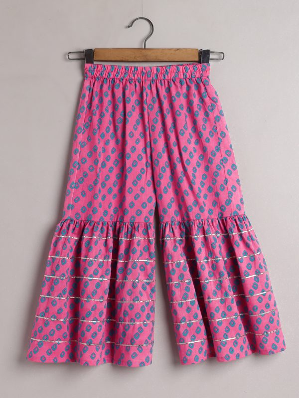 pink tie dye kurta sharara set for girls