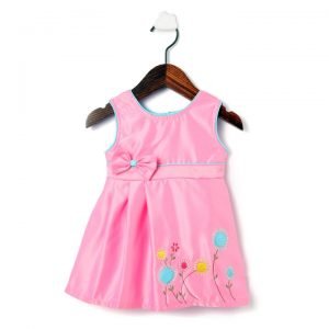 Pink Satin Applique Party Frock