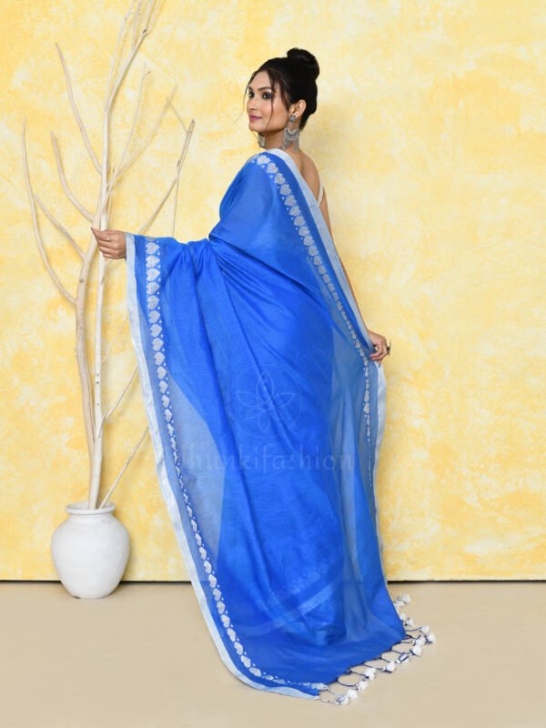 blue tissue cotton saree