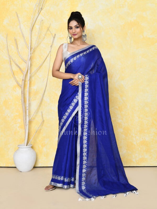 blue zari tissue saree