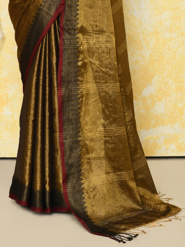 golden tissue saree