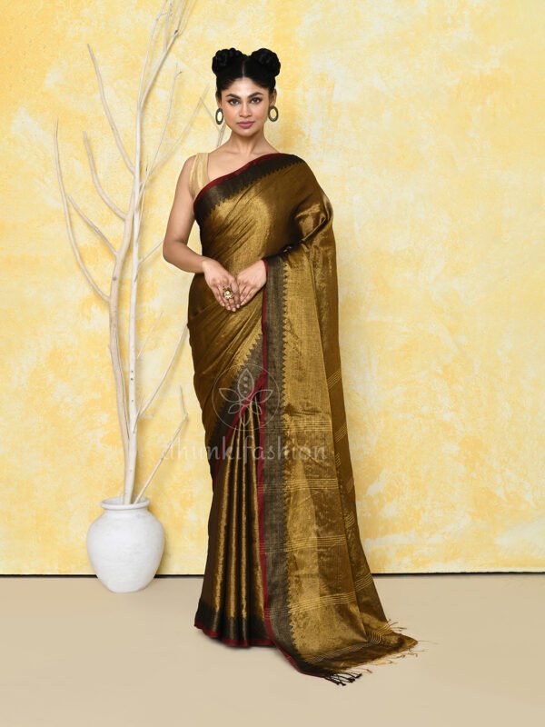 golden tissue saree