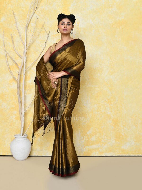 golden tissue saree