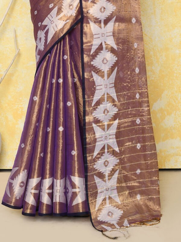 Purple tissue jamdani saree