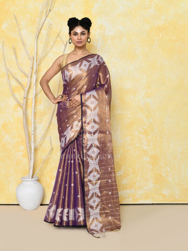 Purple tissue jamdani saree