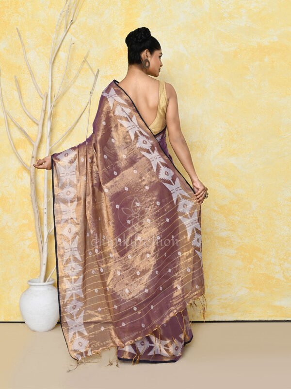 Purple tissue jamdani saree