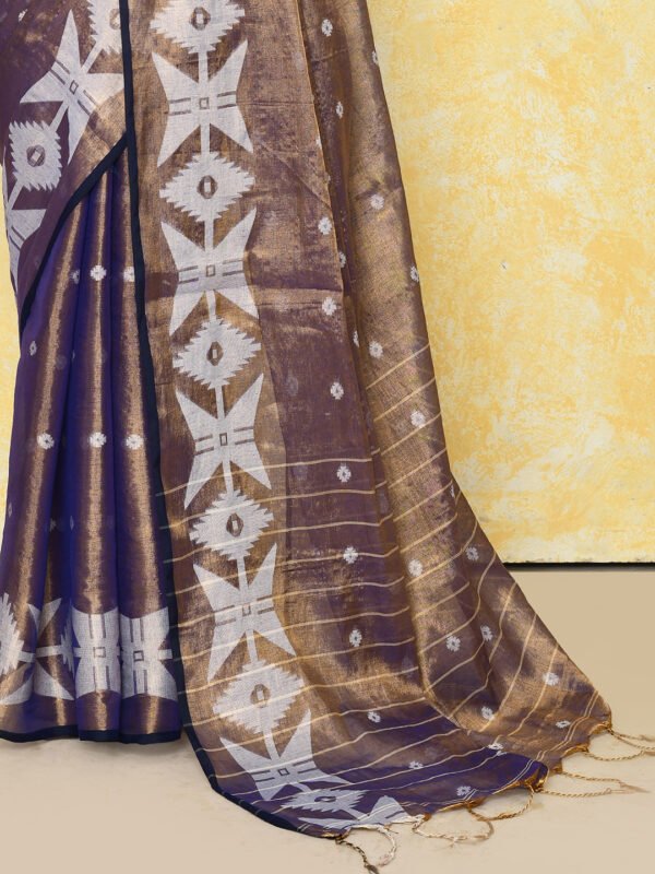 blue tissue jamdani saree