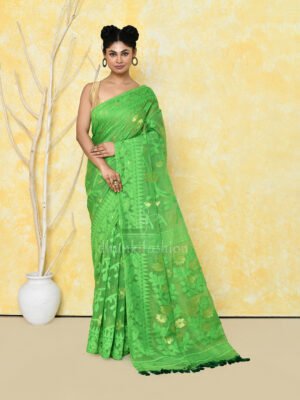 Green Jamdani Cotton Saree