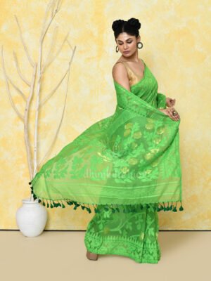 Green Jamdani Cotton Saree