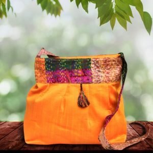 Yellow Silk Kantha Sling Bag