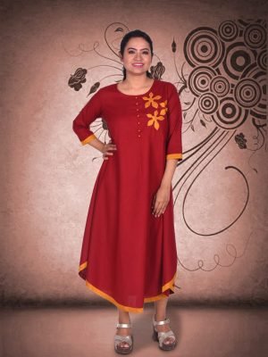 Maroon Applique Dress