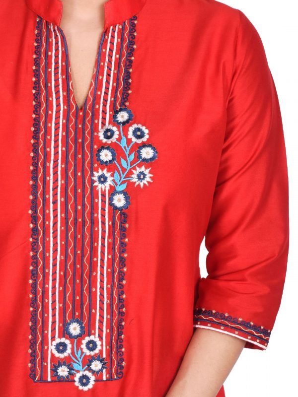 Vermillion red Kurti