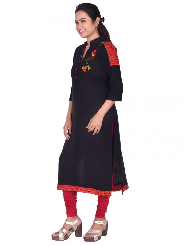 Black Embroidered Kurti - Image 3