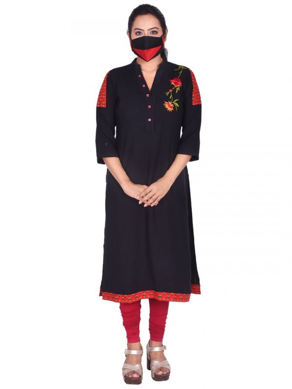 Black Embroidered Kurti - Image 2