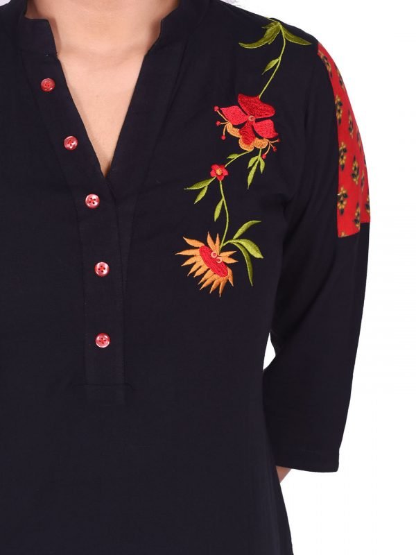 Black Embroidered Kurti - Image 5