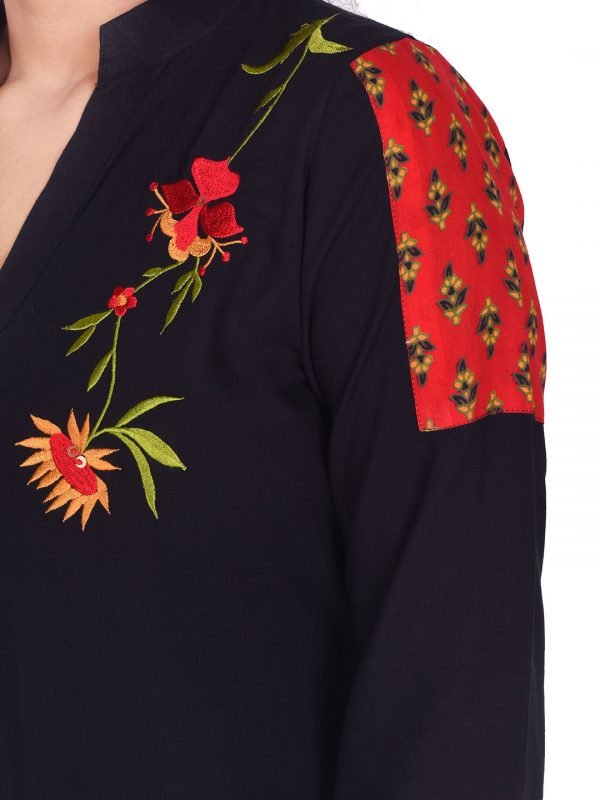 Black Embroidered Kurti - Image 4