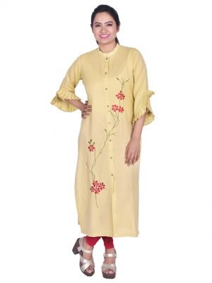 Embroidered Khadi Linen Kurti